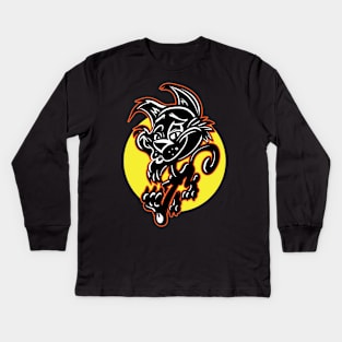 Black Cat Strut Kids Long Sleeve T-Shirt